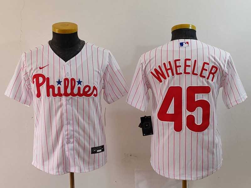 Youth Philadelphia Phillies #45 Zack Wheeler White Pinstripe Stitched Cool Base Jersey,We sell and wholesale Youth Philadelphia Phillies #45 Zack Wheeler White Pinstripe Stitched Cool Base Jersey on line form chian!